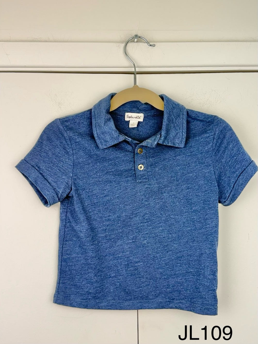 Splendid Boys Heathered Blue Short Sleeve Polo Shirt Size 2